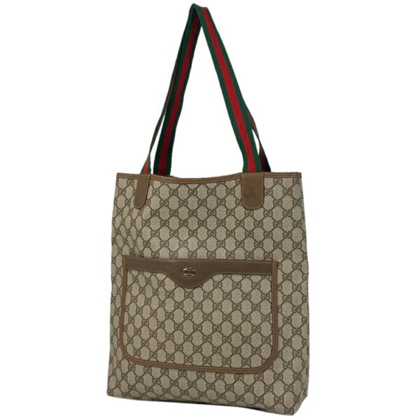 1000075767593 11 Gucci GG Pattern Tote Bag Sherry Line Web Canvas Beige Green Red