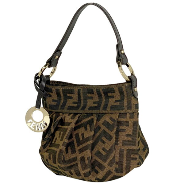 1000075871641 11 FENDI Zucca Pattern Handbag Canvas Brown