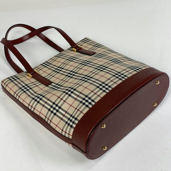 1000075942303 12 Burberry Plaid Nova Check Canvas Tote Shoulder Bag Beige Red