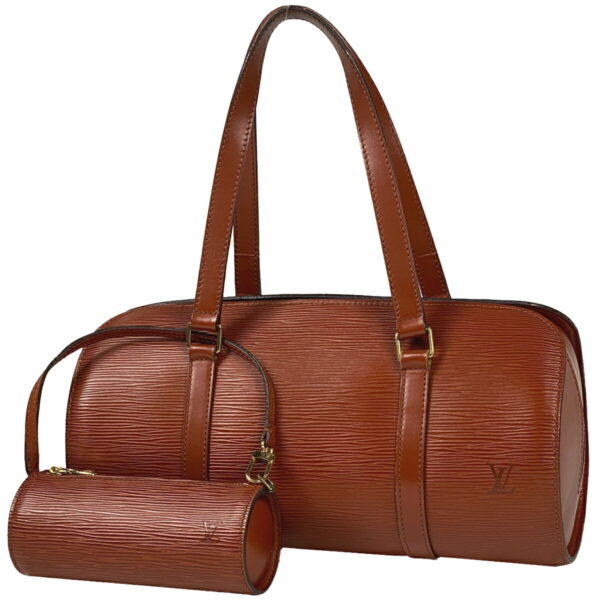 1000075943355 11 Louis Vuitton Soufflot Cylindrical Handbag Epi Kenya Brown