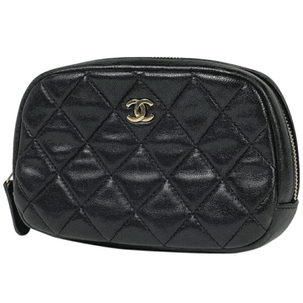 1000076006141 11 Chanel Cocomark Matelasse Accessories Pouch Leather Black