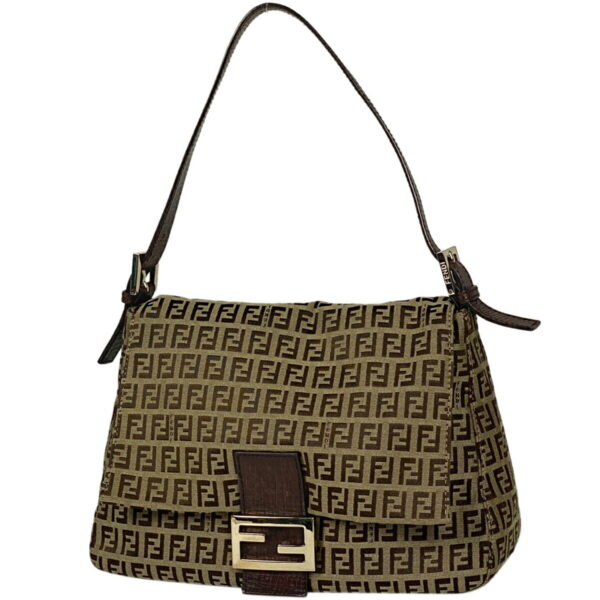 1000076119407 11 FENDI Zucchino Pattern Shoulder Bag Mamma Bucket Canvas Brown