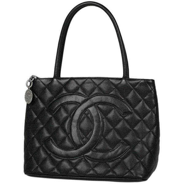 1000076122056 11 Chanel Reproduction Tote Handbag Caviar Skin Black