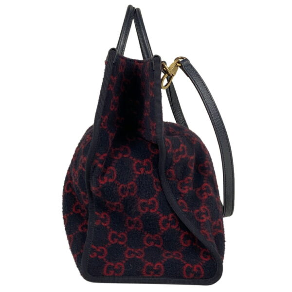 1000076127327 12 Gucci GG Pattern 2WAY Wool Tote Bag Blue Red