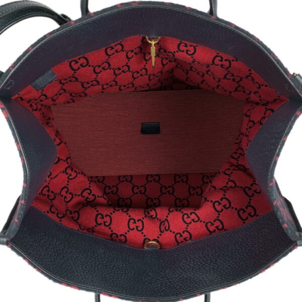 1000076127327 19 Gucci GG Pattern 2WAY Wool Tote Bag Blue Red