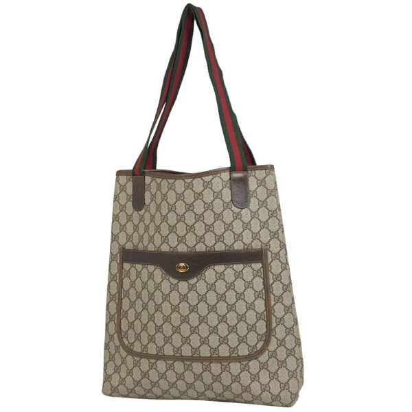 1000076141392 11 Gucci GG Pattern Sherry Line Tote Bag Canvas Brown Beige