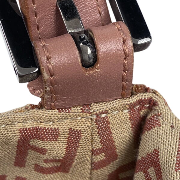 1000076156143 13 FENDI Zucchino Pattern Shoulder Bag Shoulder Mamma Baguette Canvas Beige Pink