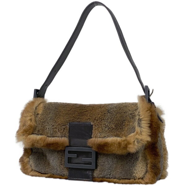 1000076156594 11 FENDI Zucca Mamma Bucket Handbag Fur Brown