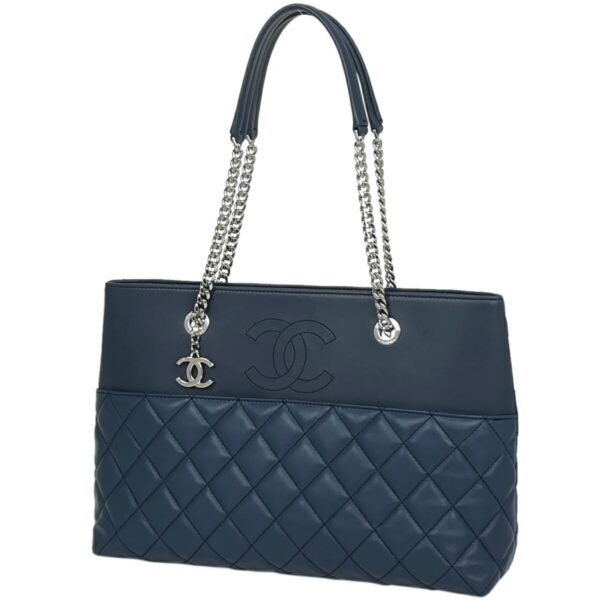 1000076166470 11 Chanel Coco Mark Chain Tote Bag Matelasse Leather Blue