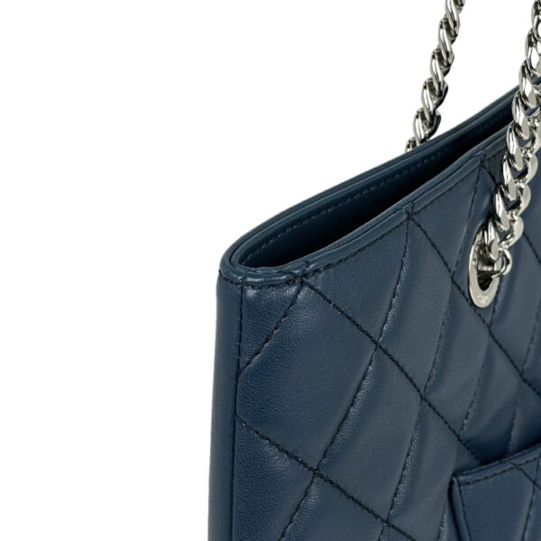 1000076166470 18 Chanel Coco Mark Chain Tote Bag Matelasse Leather Blue