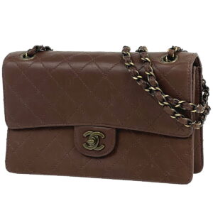 1000076212108 11 Chanel Vintage Brown Quilted Lambskin Mini Square Classic Flap