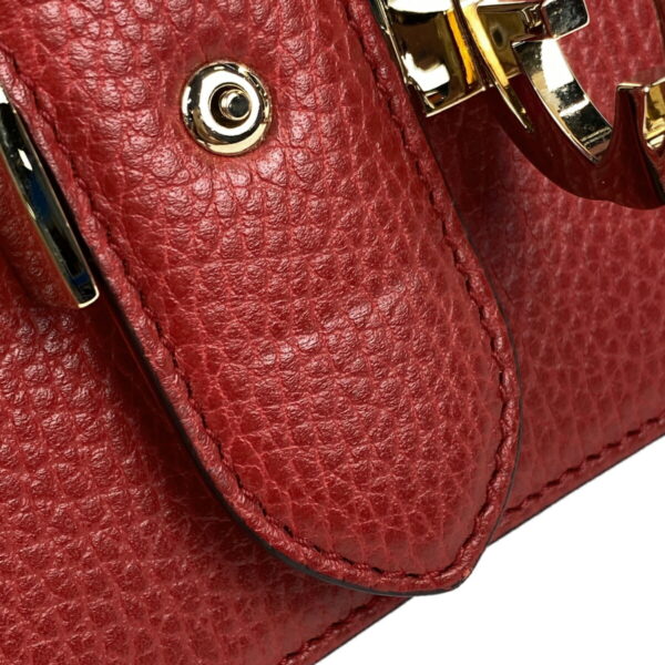 1000076659613 14 Gucci Interlocking G Chain Crossbody Shoulder Bag Leather Red