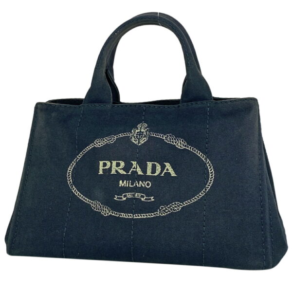 1000077250918 11 PRADA Canapa Tote Plate Canvas Navy