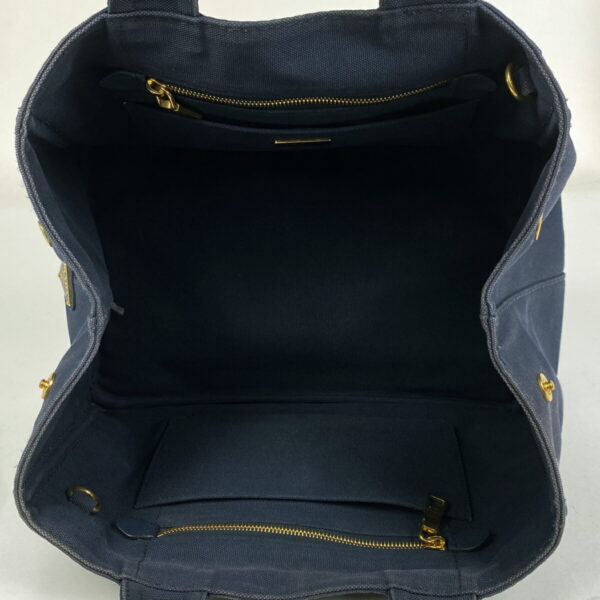 1000077250918 16 PRADA Canapa Tote Plate Canvas Navy