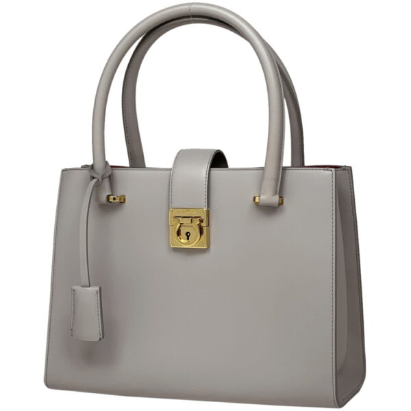 1000077550896 11 Salvatore Ferragamo Gancini Juliet Leather Tote Handbag Gray