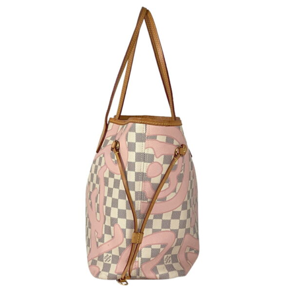 1000077928305 12 Louis Vuitton Neverfull MM Tahiti Tote Bag Damier Azur White Pink