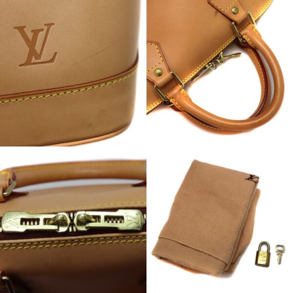 10030 12 Louis Vuitton Alma Handbag Brown Leather Beige