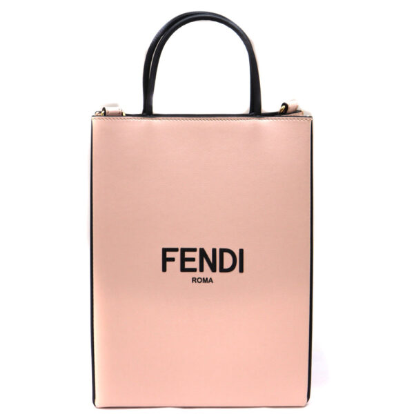 10305 1 Fendi Small Shopping Bag Leather Peach Pink Black