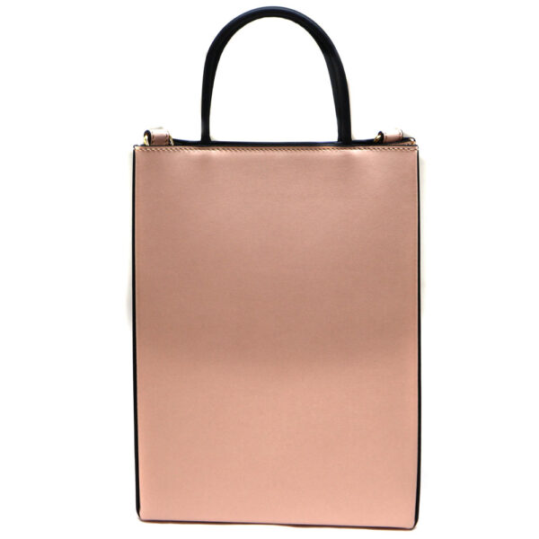 10305 2 Fendi Small Shopping Bag Leather Peach Pink Black