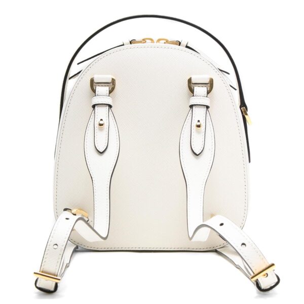 106313m3 Prada Saffiano Lux Triangle Rucksack White