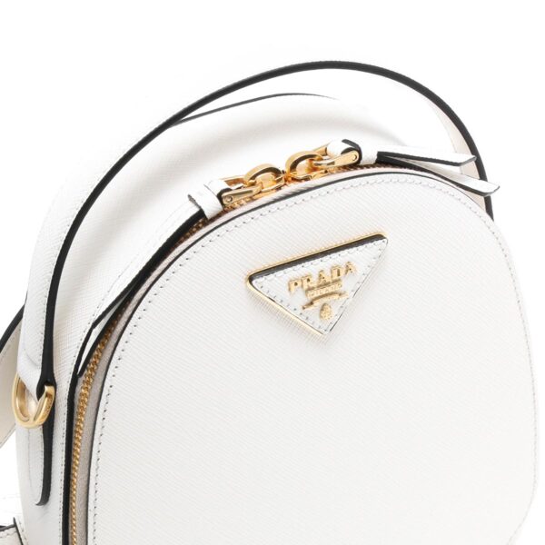 106313m5 Prada Saffiano Lux Triangle Rucksack White