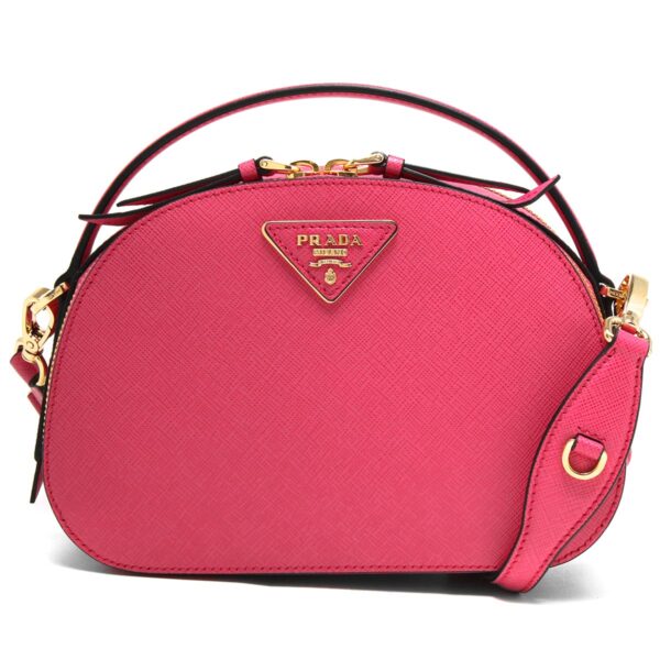 106318 Prada Saffiano Lux Triangle Plate Mini Bag Pink