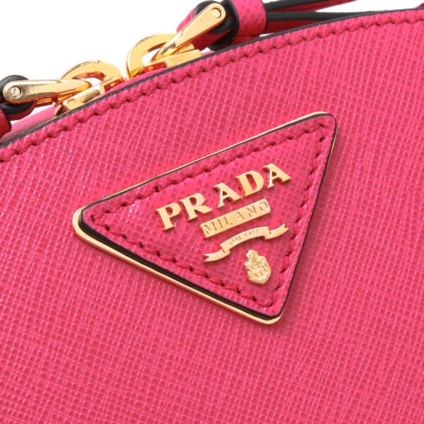 106318m7 Prada Saffiano Lux Triangle Plate Mini Bag Pink