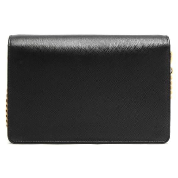 107267m3 Prada Saffiano Lux Chain Wallet Black