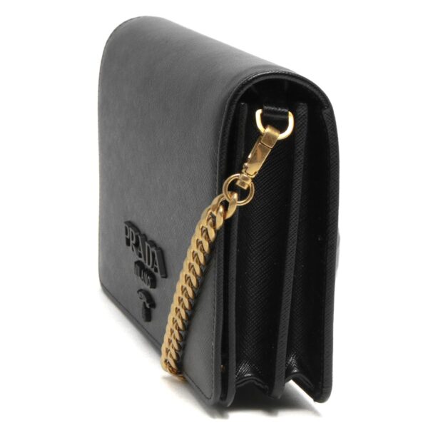 107267m6 Prada Saffiano Lux Chain Wallet Black