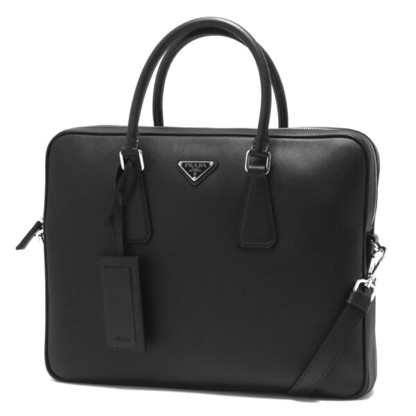 111464 Prada Saffiano Travel Triangle Business Bag Black