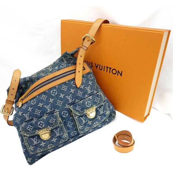 11363 1 Louis Vuitton Denim Baggy GM Monogram Handbag Blue