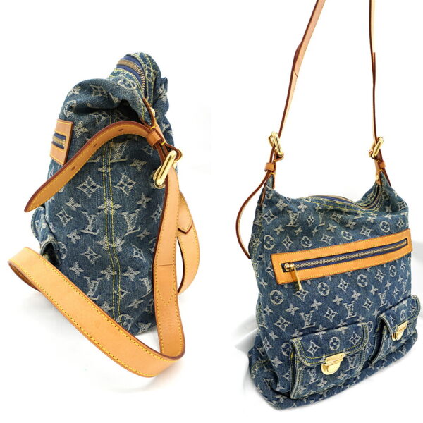 11363 6 Louis Vuitton Denim Baggy GM Monogram Handbag Blue