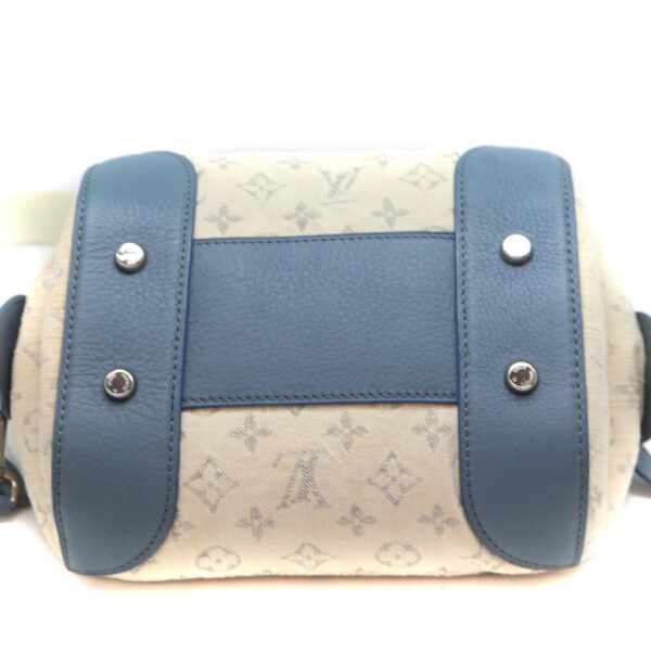 11385 5 Louis Vuitton Denim Pochette Round Handbag Denim Leather