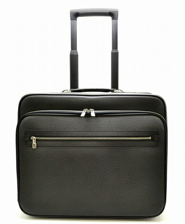 11430788 Louis Vuitton Taiga Pilot Case Trolley Bag Leather Black