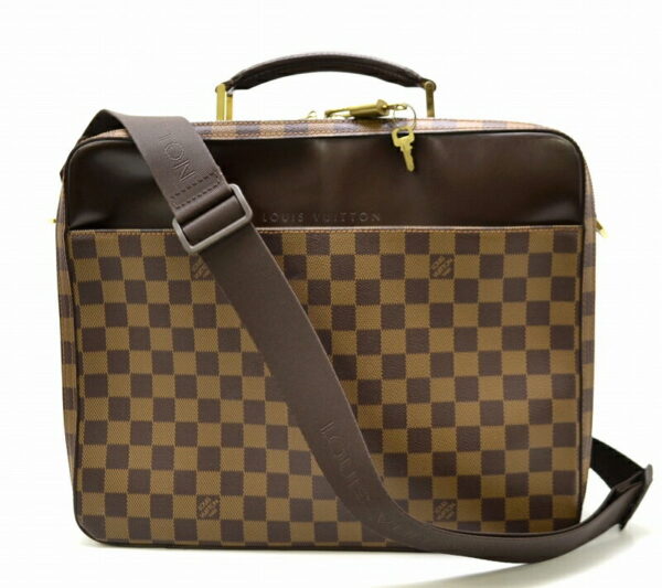 11431515 Louis Vuitton Damier Porte Ordinateur Savana Document Bag Canvas Brown