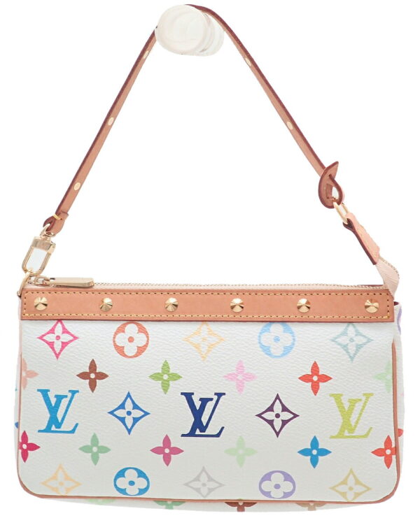 11471391 Louis Vuitton Multicolor Pochette Accessory Pouch Leather White