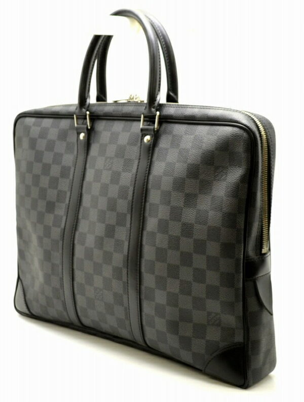 11480871 1 Louis Vuitton Damier Graphite Porte de Cumin Voyage Briefcase Canvas Black