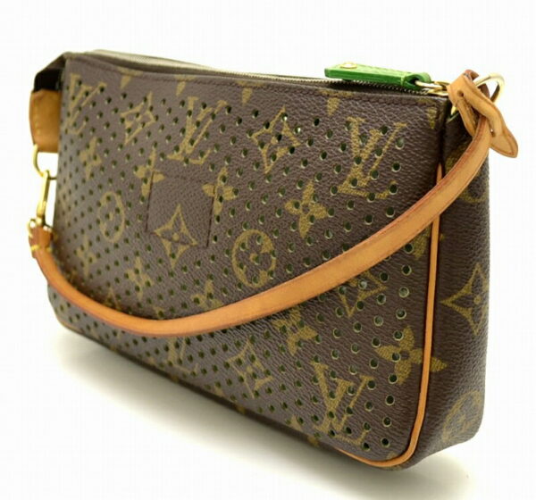 11481142 1 Louis Vuitton Monogram Perfo Pochette Accessory Pouch Canvas Green