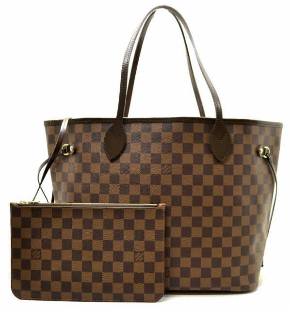 11541176 Louis Vuitton Neverfull MM Tote Bag Damier Brown with Pouch