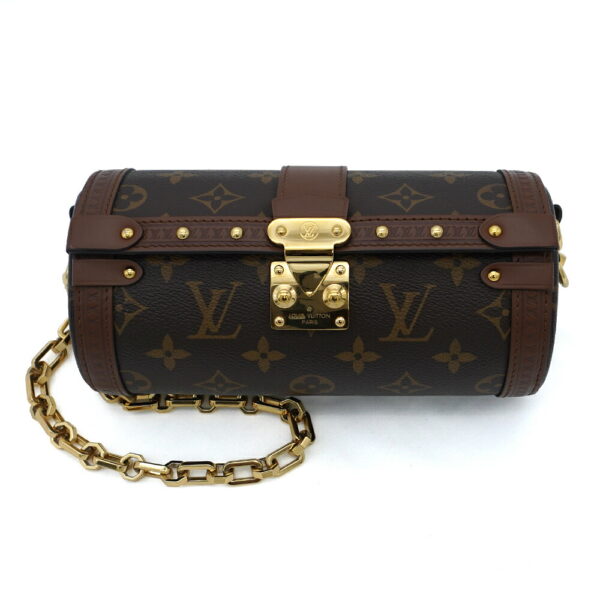 11551 3 Louis Vuitton Papillon Trunk Chain Shoulder Bag Brown