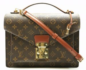 11590292 Louis Vuitton Monogram Trouville Hand Bag Brown Gold Hardware