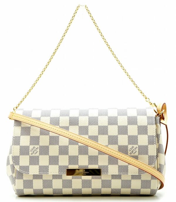 11591492 Louis Vuitton Favorite MM Shoulder Bag Damier Azur White