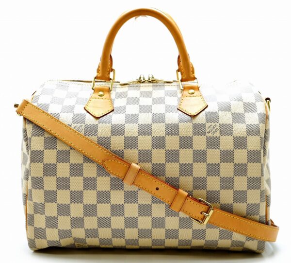 11610713 Louis Vuitton Speedy Bandouliere 30 Handbag Damier Azur White