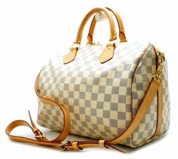 11610713 1 Louis Vuitton Speedy Bandouliere 30 Handbag Damier Azur White