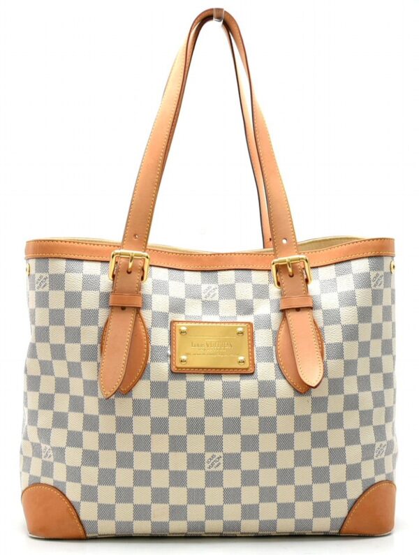 11611405 Louis Vuitton Hampstead MM Tote Bag Damier Azur White