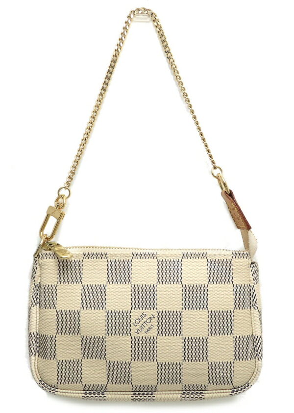 11630405 Louis Vuitton Mini Pochette Accessory Pouch Damier Azur White