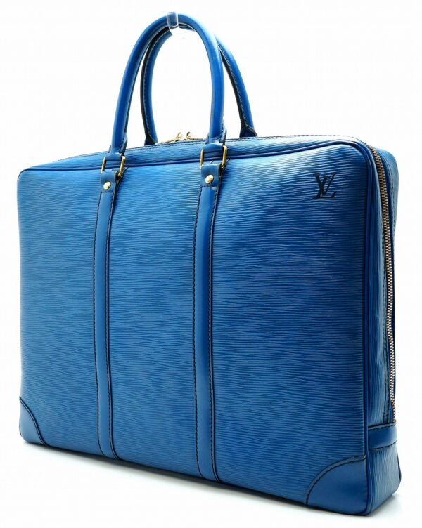 11641185 1 Louis Vuitton Voyage Document Bag Epi Toledo Blue