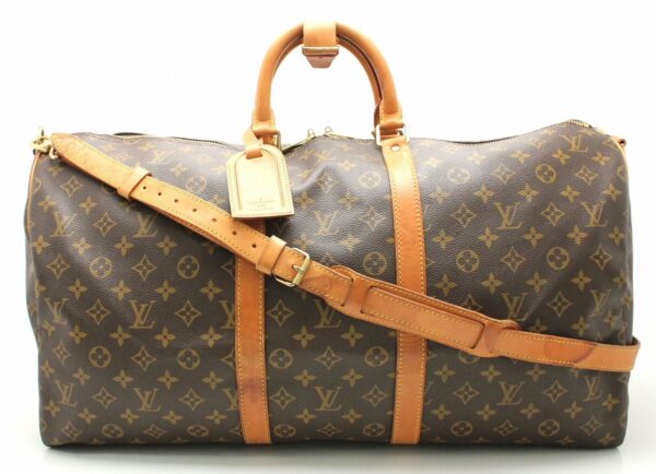 11661354 Louis Vuitton Monogram Keepall Bandouliere 55 Bag Canvas Brown