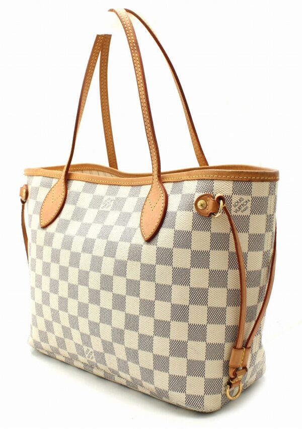 11661687 1 Louis Vuitton Damier Azur Neverfull PM Tote Bag Canvas White