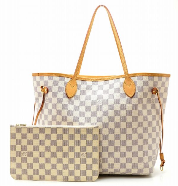 11662089 Louis Vuitton Damier Azur Neverfull MM Tote Bag Canvas White